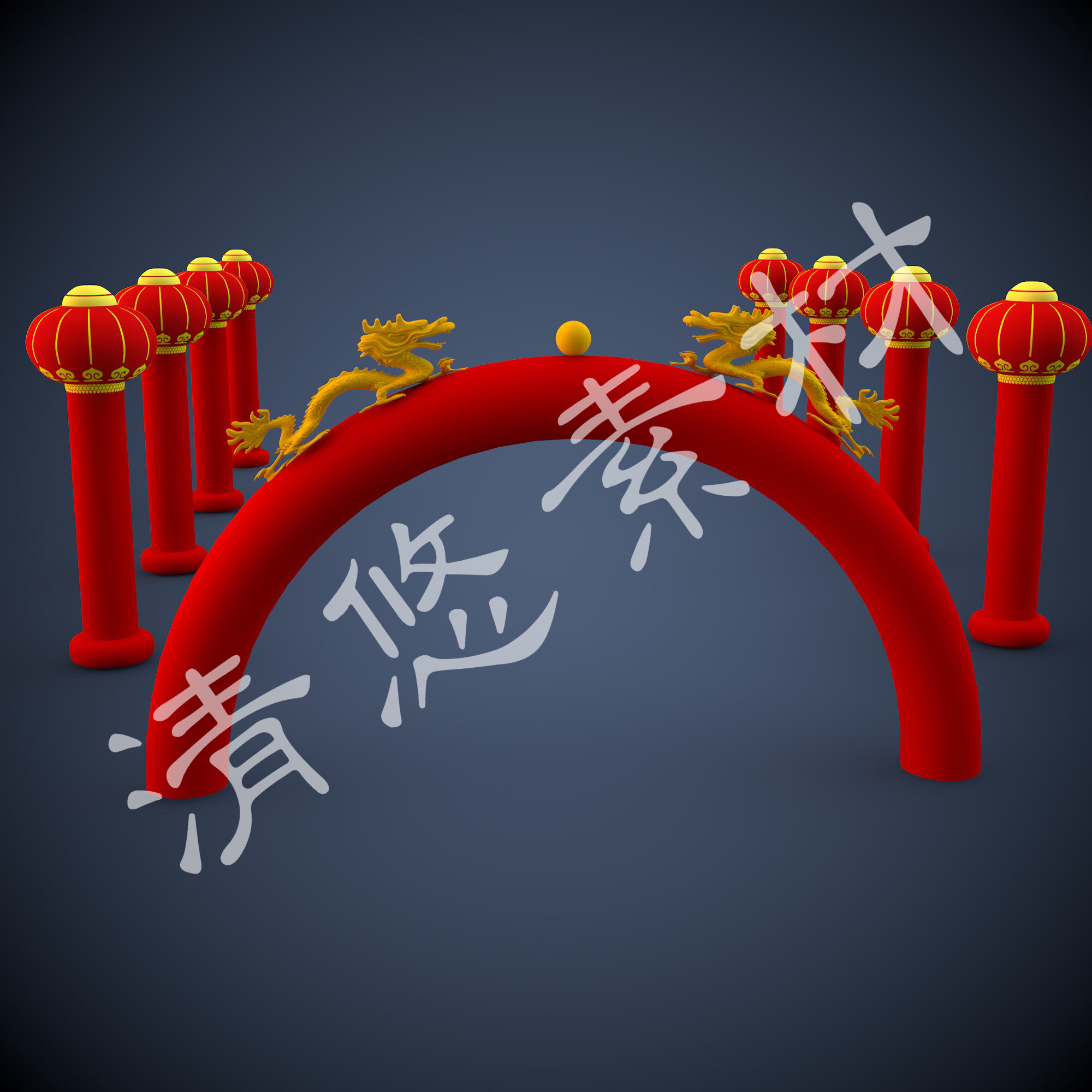 3D格式 节日拱门灯笼柱婚庆充气拱门3dmax c4d模型fbx 非实物247