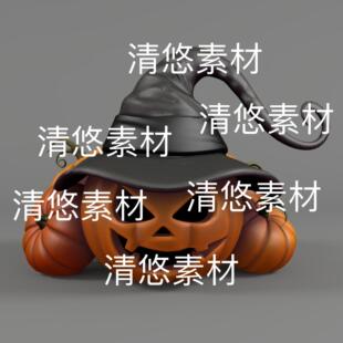 万圣节鬼脸南瓜巫师帽文件c4d obj格式 模型文件 非实物E341 fbx