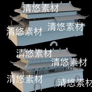 中国风古建筑皇宫正门文件 3dmax 非实物B609 3ds格式 obj c4d fbx