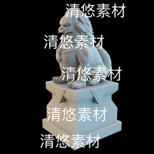 3ds格式 c4d fbx obj 非实物B819 古代大门口镇宅石狮子文件