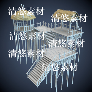 古代茅草屋竹木屋草房3dmax fbx格式 模型文件 非实物A635 c4d