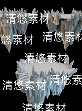 3dmax c4d fbx obj格式古风仙侠山石浮空石台石阶文件 非实物B639