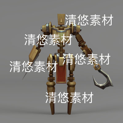 简模c4d fbx格式骨骼绑定机关人木偶人动作模型文件 非实物D670