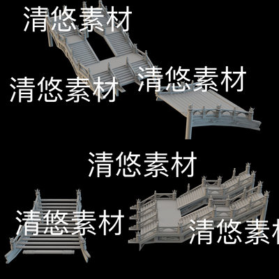 3dmax c4d fbx obj格式中式古代皇宫大殿石阶阶梯文件 非实物D793