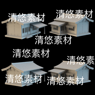 fbx c4d 非实物B445 3ds格式 古建筑房子民房文件 obj 1个