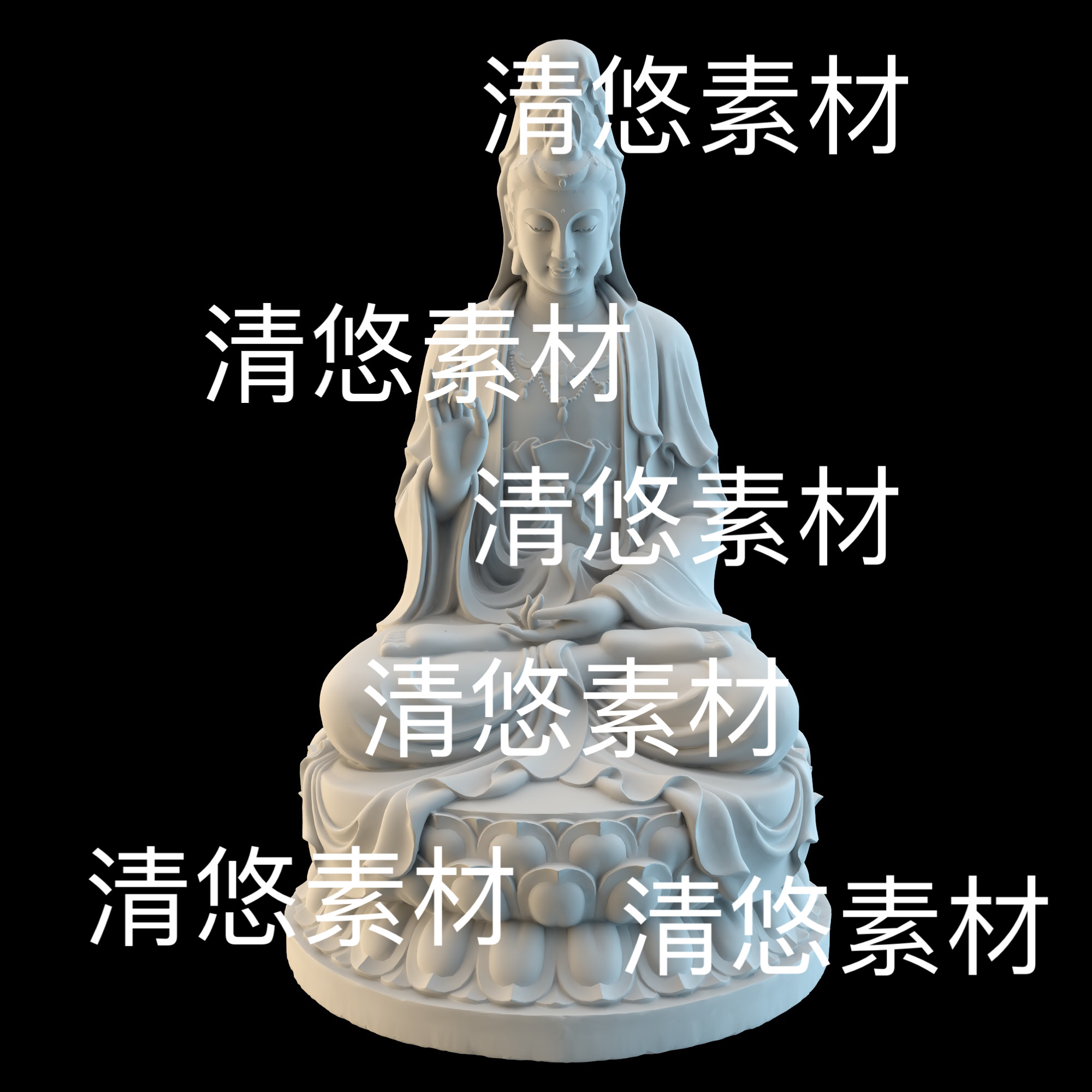 3dmax c4d fbx obj 3ds格式观音菩萨石像雕塑整体文件非实物B559