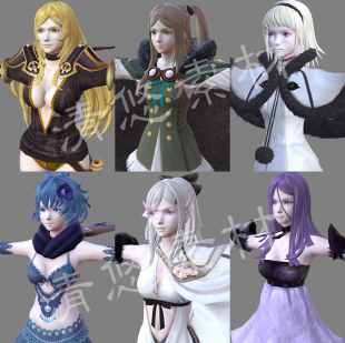 fbx女战士机器人参考文件 913 骑兵人物女模型c4d 6个龙背上