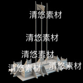 饰文件 c4d 非实物B544 3ds格式 升旗台旗杆场景装 fbx obj