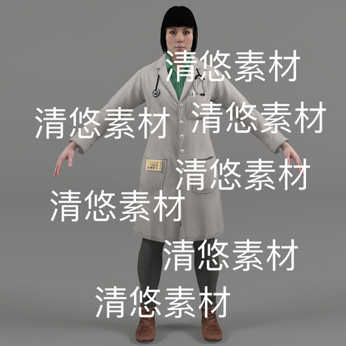 医学女人物c4d fbx obj格式大褂医生专家女医生角色 非实物E352