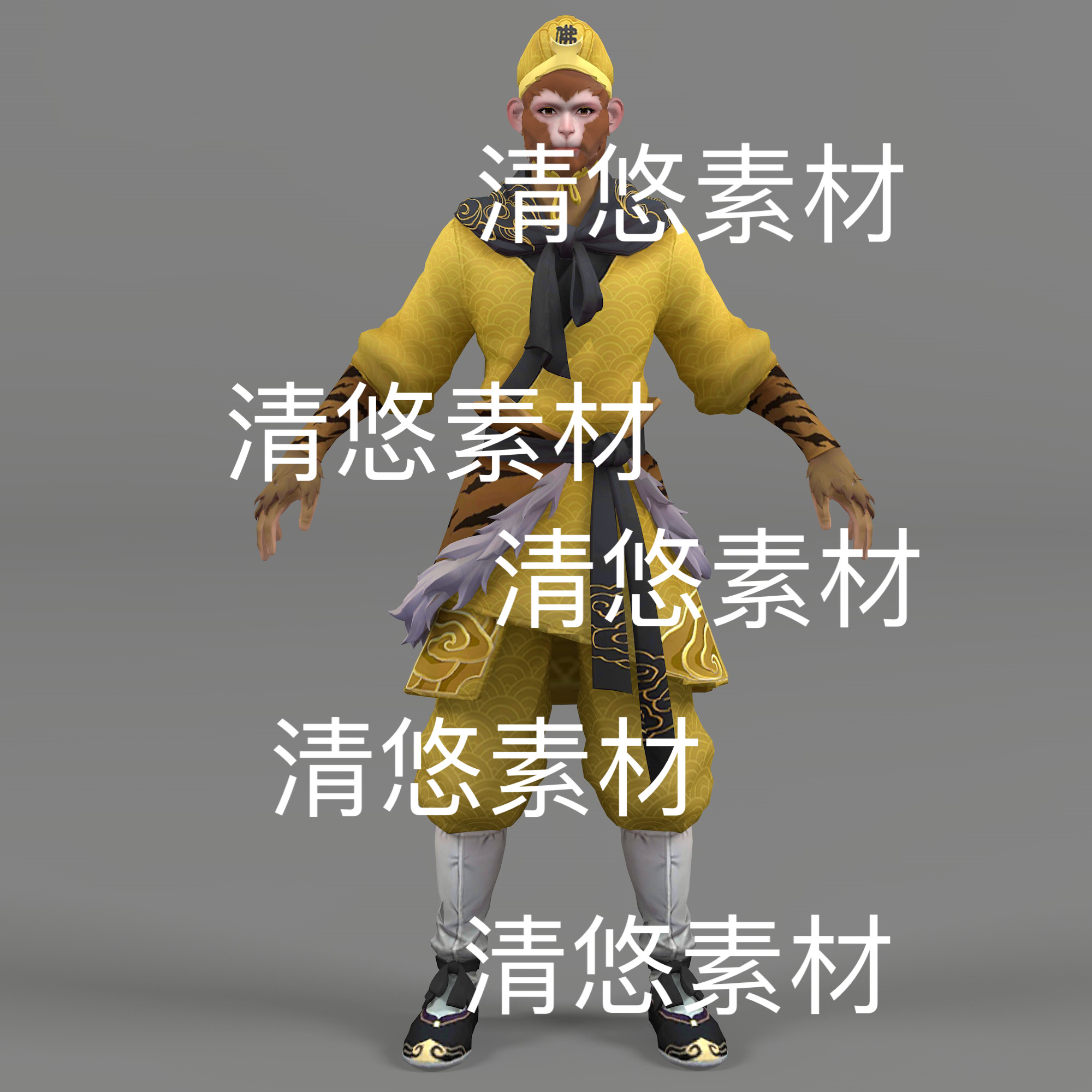 86西游记齐天大圣人物c4d fbx obj格式孙悟空猴哥文件 非实物E195