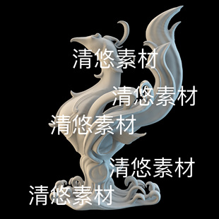 c4d obj格式 传说神兽中国风朱雀模型文件 非实物D900 fbx