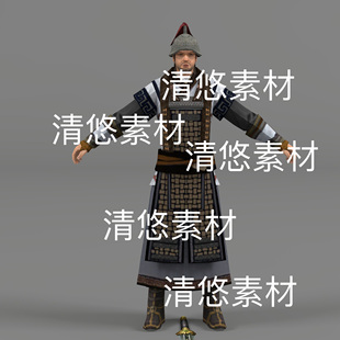 简模古代韩国侍卫守卫c4d obj格式 骨骼绑定男文件 非实物D601 fbx