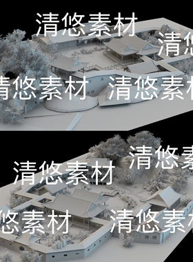 c4d fbx obj 3ds格式中式古建筑古代园林公园场景文件 非实物B680