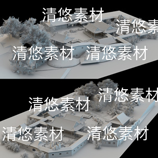 古建筑古代园林公园场景文件 c4d 非实物B680 中式 3ds格式 fbx obj