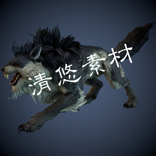 模型四足动物恶狼游戏怪物骨骼绑定带动作模型 A148 fbx格式 c4d