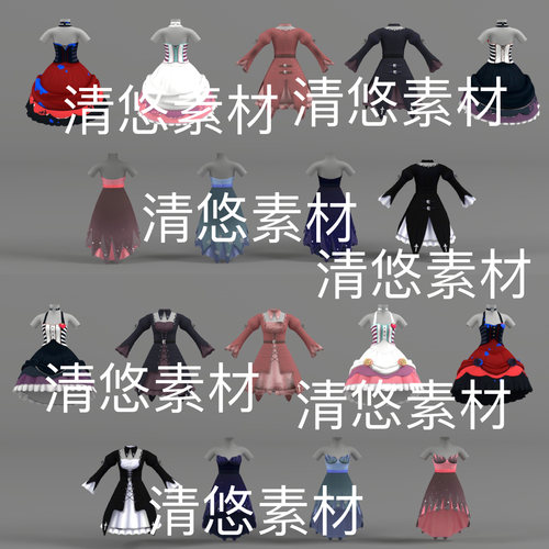 c4d fbx obj格式女人物连衣裙衣裳服饰礼服裙子文件 非实物B978