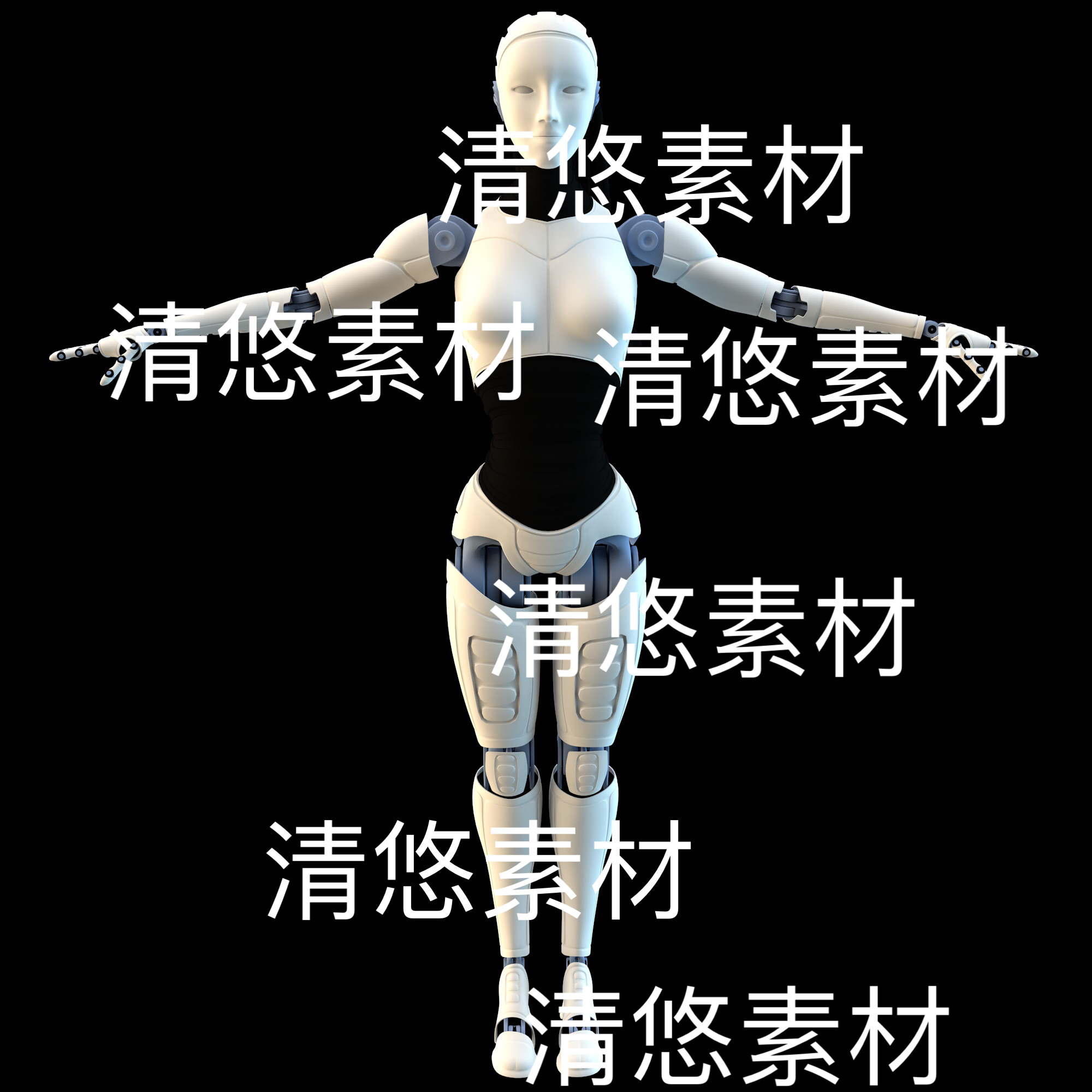 c4d fbx格式骨骼绑定科幻机甲女性机器人模型文件 非实物D63