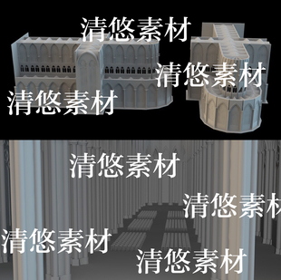 建筑教堂排椅室内场景文件 3dmax 非实物B63 欧式 obj格式 c4d fbx