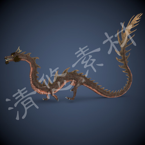 c4d模型中国龙次世代神异动物红龙飞龙骨骼绑定动画fbx 376