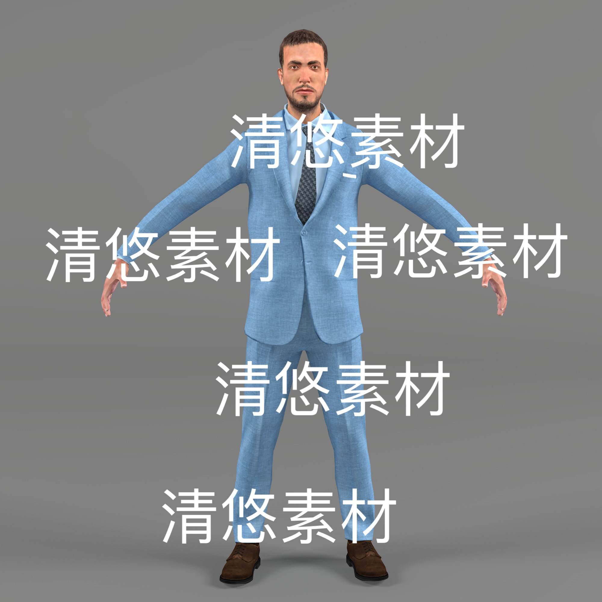 5种颜色 职场商务西服人物男保镖c4d fbx骨骼绑定文件 非实物E235