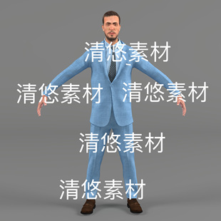 5种颜色 职场商务西服人物男保镖c4d fbx骨骼绑定文件 非实物E235