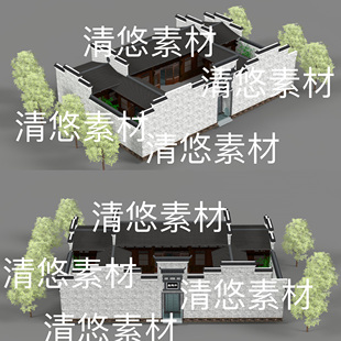 3dmax c4d fbx obj格式古代建筑场景怀德堂文件 非实物B894