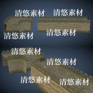 c4d obj格式 古代建筑城墙围墙城角模型文件 非实物A731 fbx