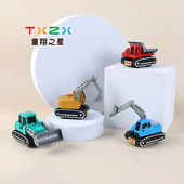迷你小合金回力工程车套装 挖掘机推土机斗车打孔机男孩1 3岁玩具