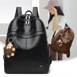 真皮双肩包女2026新款时尚潮百搭女士背包头层牛皮软皮大容量包包