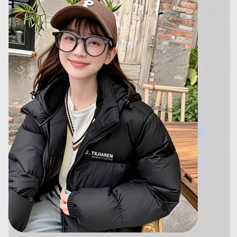 加厚棉服女短款连帽2025年新款冬季棉衣加厚宽松棉袄面包服女外套
