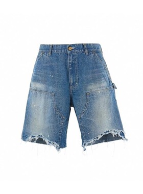 Saint Mxxxxxx DOUBLE KNEE SHORTS 25Ss双膝 泼墨破坏牛仔短裤