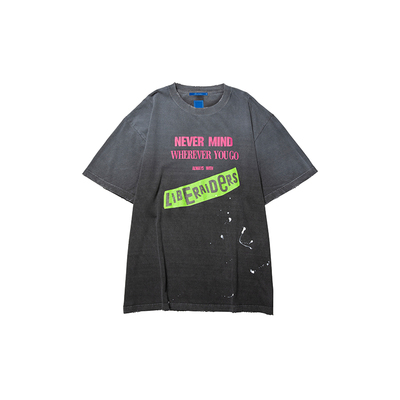 LIBERAIDERS FADED PUNK LOGO TEE 做旧破坏 短袖