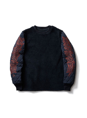 ［3折］SOFTMACHINE BOA LINNER抓绒刺绣拼接圆领休闲宽松卫衣