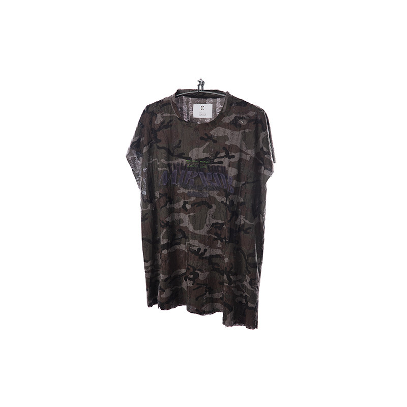 Emotional world Textured Cut-Off T-Shirt 迷彩人造丝混纺无袖T