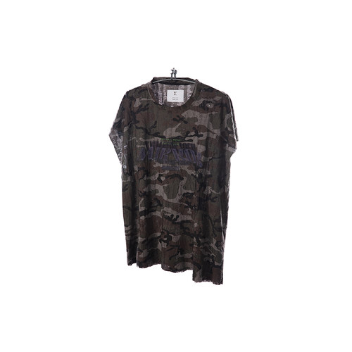 Emotional world Textured Cut-Off T-Shirt 迷彩人造丝混纺无袖T