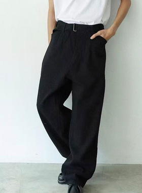 Comoli Black Denim Bleted Pants 黑色腰带牛仔裤