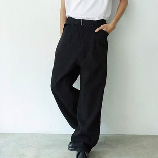 黑色腰带牛仔裤 Comoli Pants Bleted Black Denim
