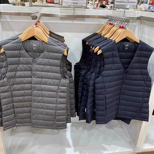 日系优品短轻薄羽绒服内胆男父亲圆/v领90绒内搭羽绒背心马甲秋冬