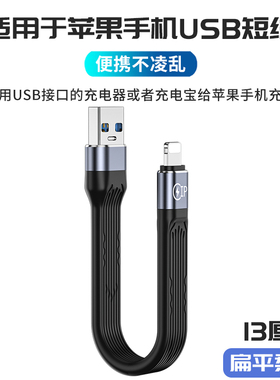苹果数据线短便携快充适用iphone13充电线短充电宝超短款0.1m短手机12 Pro数据线USB接口面条线柔软PD20W扁线