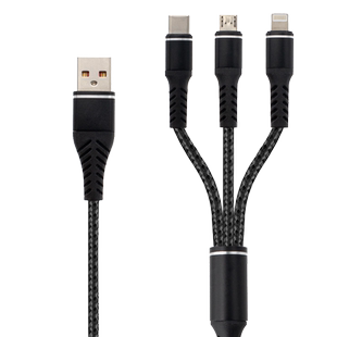 三合一车载USB充电器线快充40厘米短线车用一拖三多功能手机数据线多头多口多接口适用苹果华为小米安卓typec