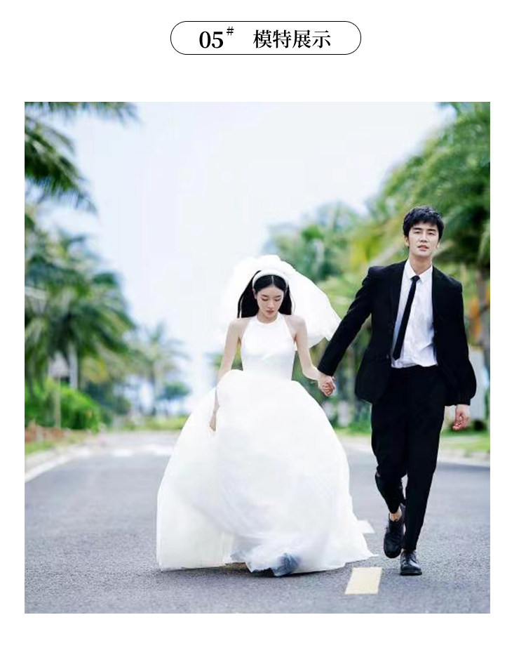 2023春新款白色小众露背蓬蓬裙显瘦新娘结婚旅拍出门纱女婚纱摄影