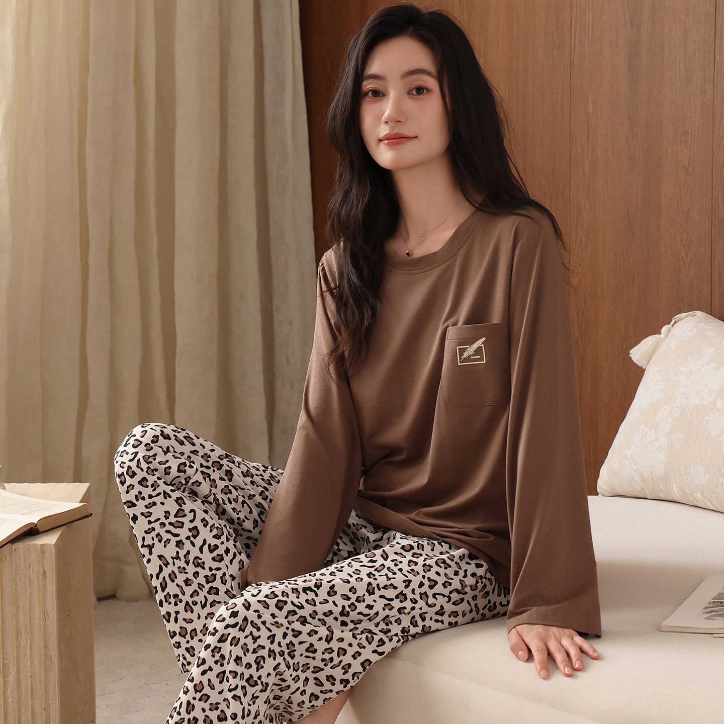 康汝雅春秋季纯棉可外穿女家居服