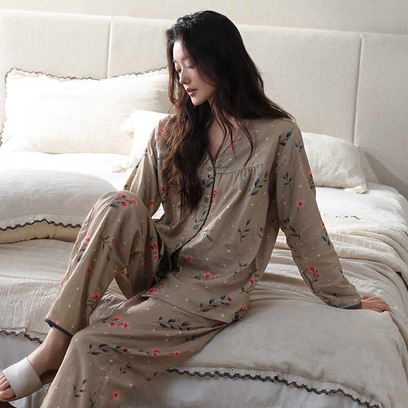 康汝雅春秋季纯棉可外穿女家居服
