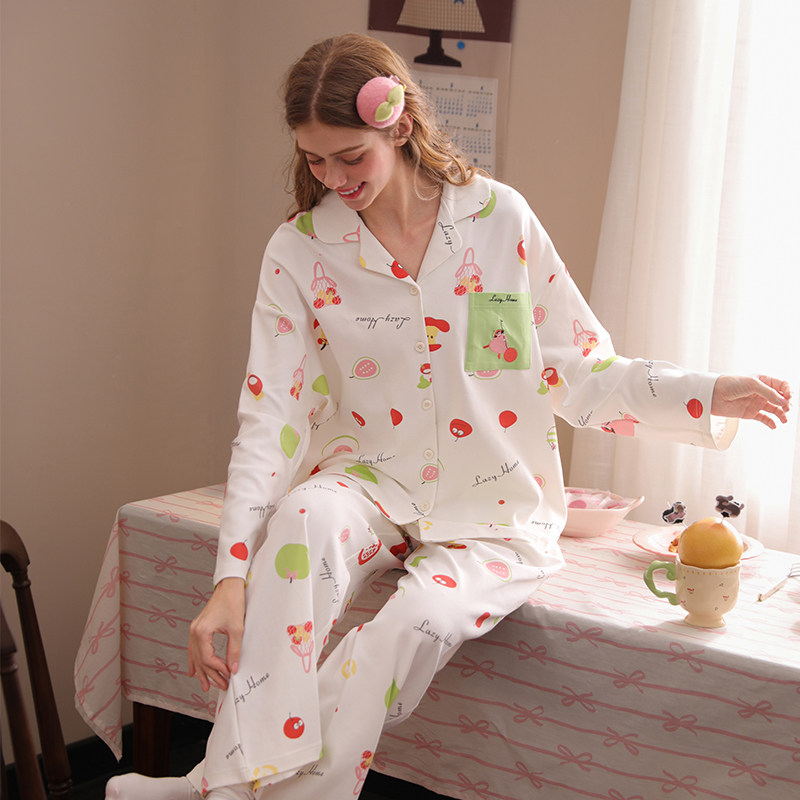 康汝雅春秋季纯棉可外穿女家居服