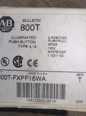议价 800T-FXPF16WA 白色带灯急停开关 2 POSITION 120V WHITE CA