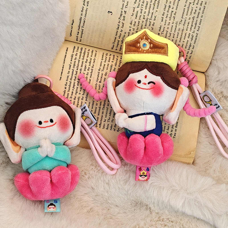 云冈石窟佛小伴挂件 卡通莲花小佛玩偶 山西大同文创车钥匙扣挂饰