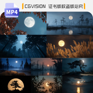 唯美月亮月球乌云遮月中秋月夜海上升明月大屏背景4K剪辑视频素材