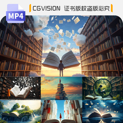 世界读书日阅读翻书本看书籍演讲朗诵LED大屏幕动态背景视频素材