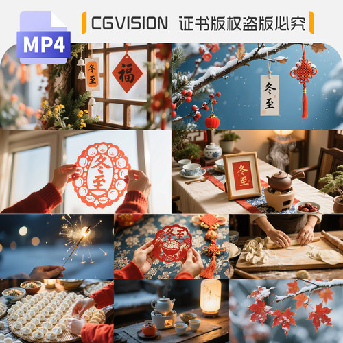 冬至节气包饺子吃汤圆传统节日习俗冬日雪景4K自媒体短视频素材