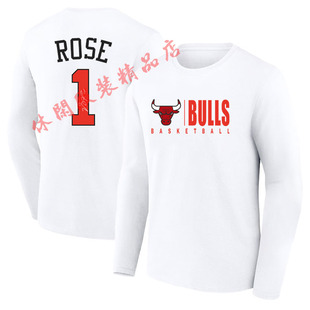 新款美式投篮服球星球衣签名湖人科比公牛罗斯独行侠掘金长袖T恤